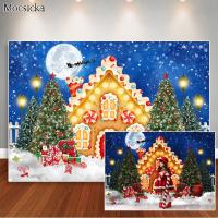 Christmas Backdrop Candy House Xmas Tree Gift Photocall Photo Props Snow Santa Photoshoot Kids Portrait Photography Backgrounds Nails  Screws Fastener