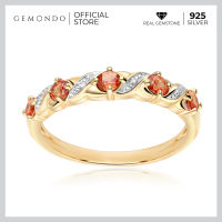 Gemondo แหวนเงินแท้ 925 ชุบทองคำ 18K ประดับแซฟไฟร์สีส้ม (Orange Sapphire) และเพชร (Diamond) ดีไซน์วิคเทอเรีย / แหวนแถว