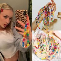 Fashion Trendy Colorful Acrylic Beads Mobile Phone Chain Cellphone Strap Anti-lost Lanyard For Women Hanging Cord Summer Jewelry