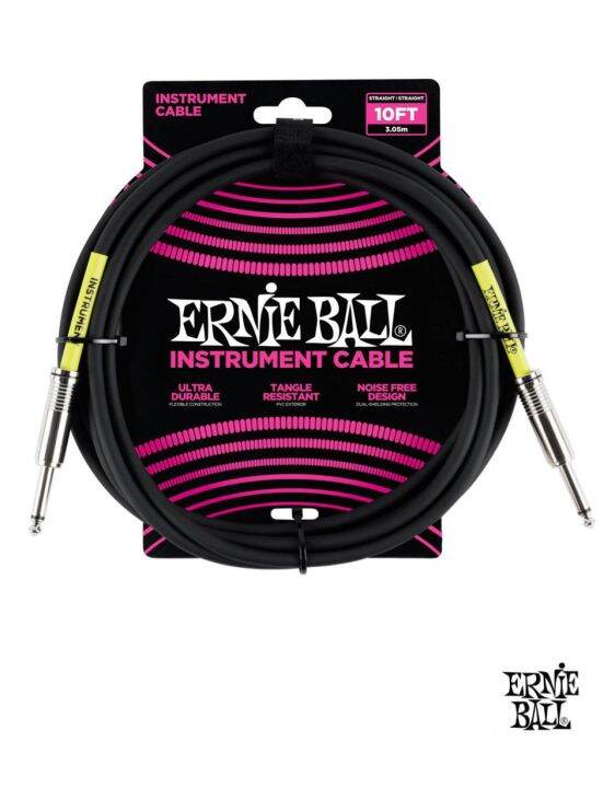 ernie-ballสายแจ็คกีตาร์-3-เมตร-หัวตรง-หัวตรง-แบบตัวนำสัญญาณคู่-guitar-amp-instrument-cable-p06048