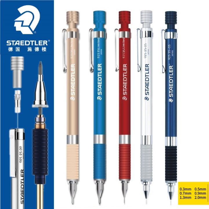 Staedtler 925 25 and 925 35 (0.5mm for both), and a green Kokuyo