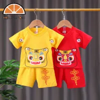 HS Baby girl 1-4 years old boy short-sleeved suit Infant and toddler catch week clothing Chinese style Hanfu Tang suit