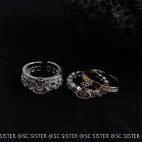 The new authentic rear icon Vivienne Westwood Empress Dowager Vivienne Westwood diamond-encrusted double-layered ring female Saturn design cosmic geometry ring detachable index finger ring