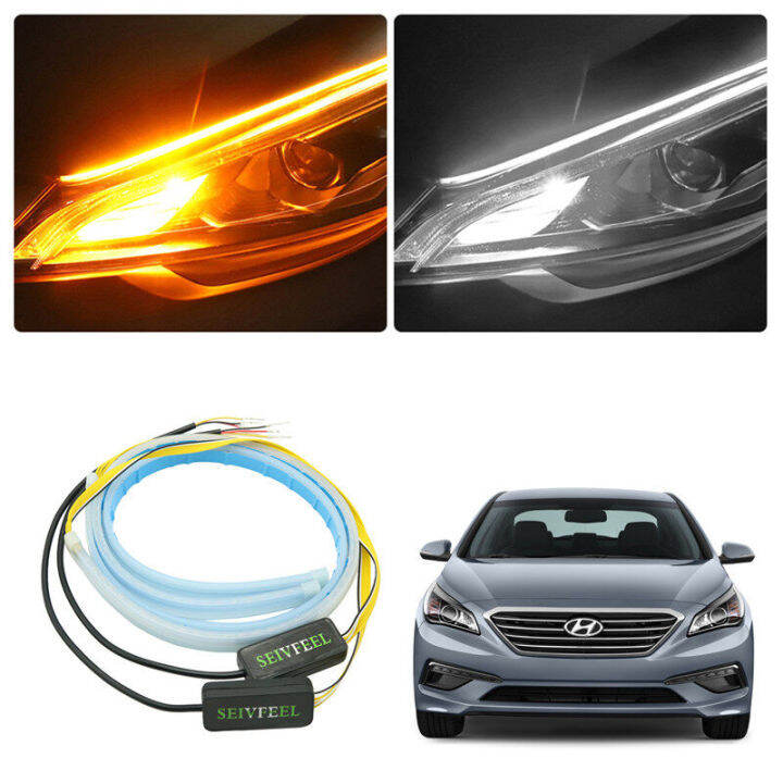 2pcs 60cm Car DRL Daytime Running Lights Waterproof Sequential LED