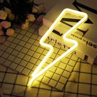 LED Neon Sign Lightning Shaped USB Battery Operated Night Light Decorative Table Lamp For Home Party Living Room Xmas Gift