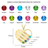 Personalized Birthstone Name NecklaceCustom Engrave Names Pendant Chain Charm Stainless Steel Heart Jewelry Gift For Women