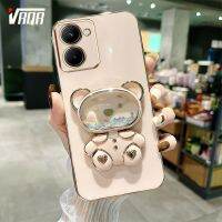 VRQR เคสโทรศัพท์ชุบโลหะด้วยไฟฟ้าหรู VRQR สำหรับ OPPO Realme C53 Realme Narzo N53 K11 5G ทรายเหลวน่ารักตัวยึดหมีเหลวป้องกันกล้องหล่น