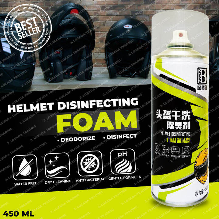 HELMET DISINFECTANT FOAM SPRAY 450 ML Helmet Freshener Sanitizer Anti