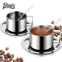 Bincoo ถ้วยชาชงกาแฟชั้นสแตนเลสสองชั้นแบบหนา,แก้วน้ำน้ำเบียร์มีฉนวนกันความร้อนป้องกันการลวก