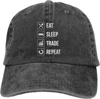 ZADPBB Eat Sleep Trade Repeat Denim Hats Adjustable Trucker Baseball Hat for Men/Women Black