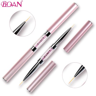 BQAN Nail Brush Double Head Liner Brush Crystal Handle Painting Pen Gel Brush Flower Drawing Painting Pen Manicure Art Tools