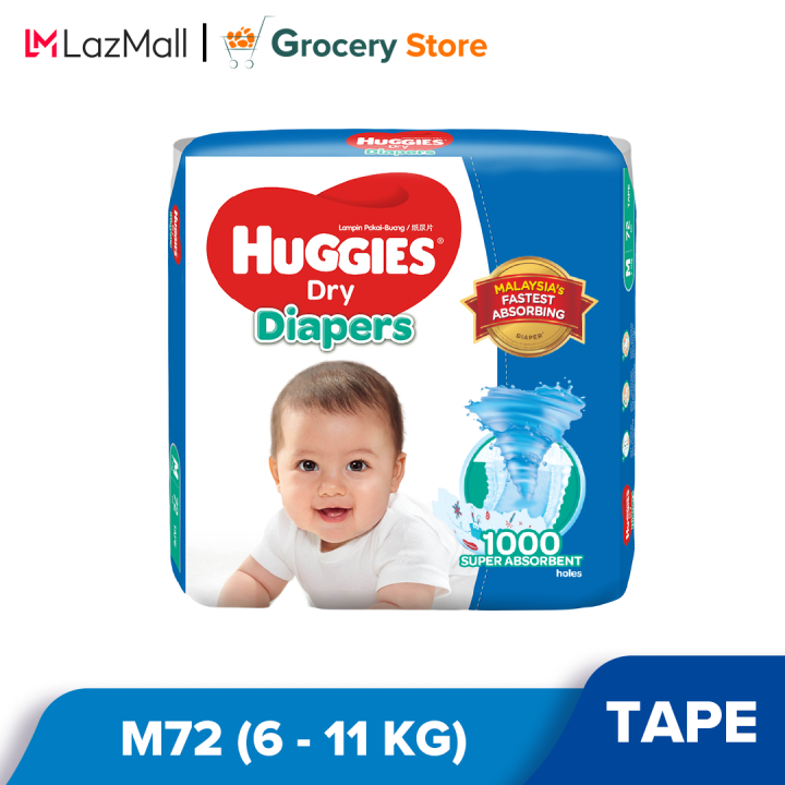 Huggies Dry Tape Diapers M60 (1 Pack) Absorbent diapers for baby Lazada