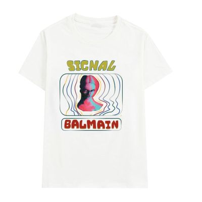 Balmain Tshirt Mens Reflective Printed Allmatch Tees 100% Cotton Gildan