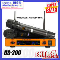 US-200 Wireless ไมโครโฟน One for Two 2 ไมโครโฟนแบบใช้มือถือ UHF FM 80M ระยะทางรับ KTV Bar Party Band Performance Support COD 100% รับประกันของแท้