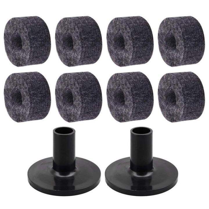 8pcs-cymbal-stand-25mm-felt-washer-2pcs-cymbal-sleeves-replacement-for-shelf-drum-kit