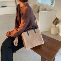 ZZOOI Fashion Furry Shoulder Bags for Women Vintage Faux Lamb Hair Ladies Tote Handbags Soft Plush Large Capacity Female Messenger Bag