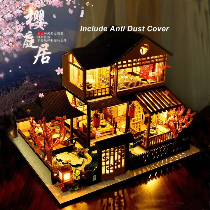 Dollhouse Miniature Diy Model Kit Sakura Garden 樱庭居 Tb23 Anti Dust Cover Music Box Include 有防尘罩和音乐盒 Lazada