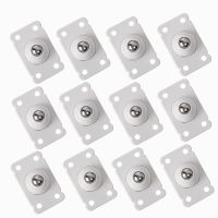 4/8/12Pcs Stainless Steel Pulley Wheels For Furniture Universal Storage Box Roller Self Adhesive Casters Pulley For Home Cabinet