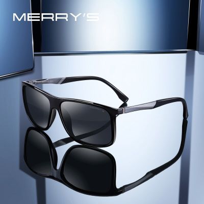 S8132ป้องกัน UV400สำหรับผู้ชายขาอะลูมิเนียมการบินแว่นตากันแดดชายแว่นกันแดดโพลาไรซ์ทรงสี่เหลี่ยมจตุรัสออกแบบโดย MERRYS