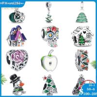 Silver 925 Charms Tree House Christmas Mistletoe Pandora DIY fine beads Christmas Charm Fit Original Pandora Charm Bracelet