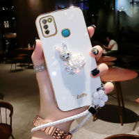 แฟชั่น Chrome Soft TPU เคสโทรศัพท์สำหรับ Infinix Hot 10 Hot 10S Hot 10 NFC Hot 10 Play Hot 11 Play Hot 11 Hot 11S Hot 11 NFC Diamond Rabbit Precision Camera Cover ฟรี Lanyard