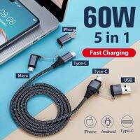 2m 5 in 1 USB C to USB Type C for Samsung S20 PD 60W Cable for Huawei Xiaomi 14Plus Quick Charge 3.0 USB-C Fast USB Charge Cord Docks hargers Docks Ch