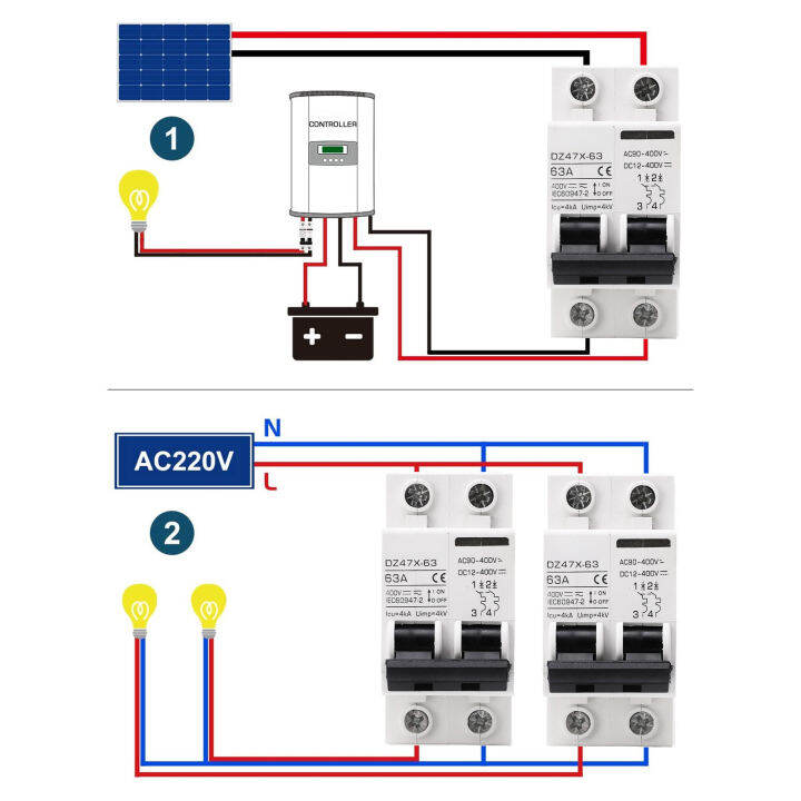 AC DC Miniature Circuit Breaker 400V 2P 2P Circuit Breaker for Solar