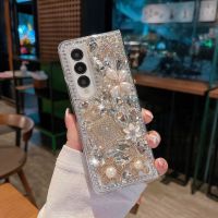 YIQIAN สําหรับ Samsung Galaxy Z Fold 5 5g Bling เคส สําหรับผู้หญิงสาว 3D Handmade Glitter Bling Sparkle Crystal Diamond Rhinestones Hard PC Phone เคส สําหรับ Z Fold 5 5g 2023