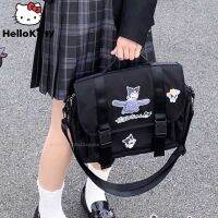 HOT★Sanrio แนวโน้มแฟชั่นการ์ตูนกระเป๋าสะพายไหล่สำหรับผู้หญิง Kuromi กระเป๋าเป้สะพายหลัง Harajuku สไตล์นักเรียนกระเป๋าขนาดใหญ่ความจุกระเป๋าถือ Y2k สาว