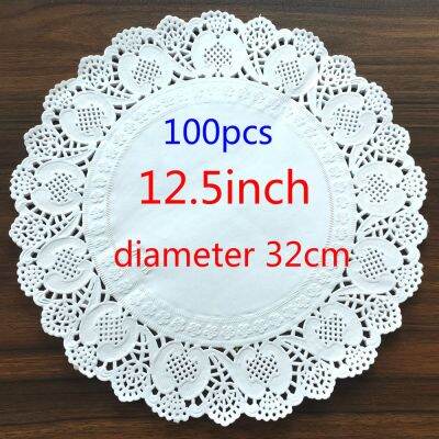 100pcs Gold 6.57.58.59.510.511.512.5inch Vintage Napkin Hollowed Lace Paper Mat Crafts Doilies Wedding Decoration Doyleys