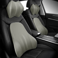 Universal Car Pillow Headrest PU Leather Neck Pillow Momery Foam Lumbar Support Protector Cushion Travel Pillow Car Accessories