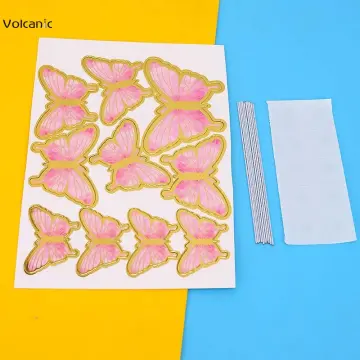 10pcs Gold Foil Paper Butterfly Cake Toppers Decorations