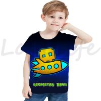 Kids Angry Geometry Dash T-shirt for Girls Boys Clothes Summer Short Sleeve 3D Tshirt Teens Cartoon Tee Tops Anime T-shirts