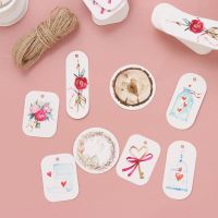 50PCS Valentines Day Flower Paper Labels DIY Kraft Tags Gift Wrapping Garment Hang Tags Party Supplies