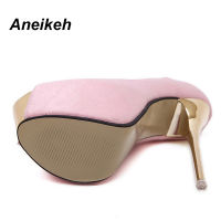 Aneikeh 2023ยี่ห้อรองเท้าผู้หญิง16ซม. รองเท้าส้นสูงผู้หญิงปั๊ม Stiletto ส้นบางรองเท้าผู้หญิงเปิดนิ้วเท้ารองเท้าส้นสูงรองเท้า258-21 #