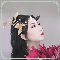 New Hand Made Work Demon Devil Cosplay Horns Magic Black White Headband Headwear Hairhoop Costume Accessories