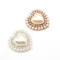 Brand New 10 Pieces/Batch Heart Shape Pearl Alloy Rhinestone Flat Bottom Snap Decoration DIY Dress Decoration Accessories Haberdashery