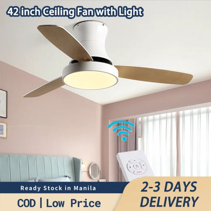 【PH Stock+COD】Modern Suspended Ceiling Fan Lamp with Led Light and Remote Control Dining Living