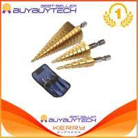 Buybuytech ชุดดอกเจาะคว้านรู ดอกสว่านทรงเจดีย์ ชุบไทเทเนี่ยม HSS 3 in 1 ขนาด 4-32 mm