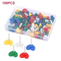 ♚❆┋ 100pcs Thumb Tack Wall Home Colorful Heart School Office Cute Craft Pinboard Push Pin Marker Stationery Map Drawing