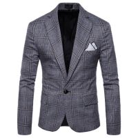 ZZOOI Mwxsd mens casual plaid blazer men dress suit blazer jacket slim fit classic wedding blazer for male big size 4xl