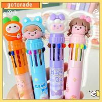 GOTORADE 1PC หลายสี ปากกาลูกลื่นสิบสี เครื่องเขียนของโรงเรียน การ์ตูนลายการ์ตูน ปากกาที่เป็นกลาง แฟชั่นสำหรับผู้หญิง ปากกาลูกลื่นปลายแหลม สำหรับนักเรียน