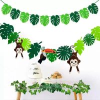 Turtle leaves Animals Banner Jungle Safari Garlands Hawaiian Forest Happy Birthday Party Decor Kids Boy Girl Garlands