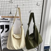 Women Canvas Shoulder Bags Large Capacity Thick Cotton Cloth Books Handbag Tote Solid Crossbody Bag Big Travel Purse For Ladies