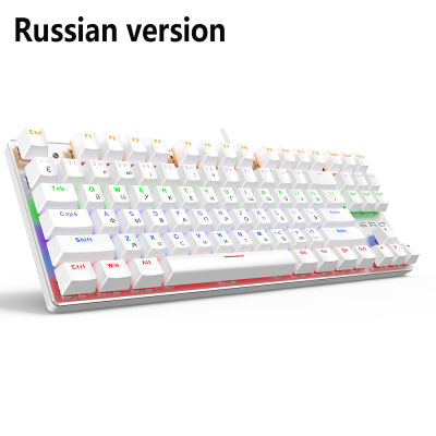 Metoo Gaming Mechanical Keyboard 87104 Anti-ghosting Luminous Blue Red Black Switch Backlit LED wired Keyboard Russian sticker
