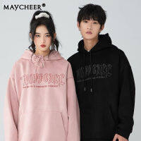 MAYCHEER   เสื้อเสื้อกันหนาวมีฮู้ดปักวินเทจของผู้ชาย