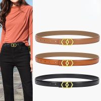 New Women 39;s Leather Belt Smooth Buckle Personalized Belt Fine Pure Cow Leather Versatile Simple Denim Suit Pants Skirt Belt