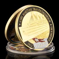 【CW】 Kindom Titanic Souvenir Gare Maritime Transatian Tique Collectible Gold Plated Coin Collection Commemorative