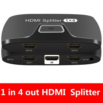 1X4 HDMI-Compatible Splitter Converter 1 In 4 Out HD 1.4เครื่องขยายเสียง HDCP 1080P จอแสดงผลคู่สำหรับ HDTV DVD PS3 Xbox