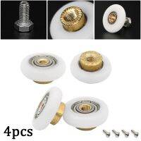 4pcs Door Pulley Door Roller Door Slide Rail With Screws Bathroom Shower Room Glass Gate Easy To Slide Silent Replacement Parts